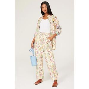 Hemant & Nandita Multicolored Floral Cargo Pants Size M with Loose Stitch